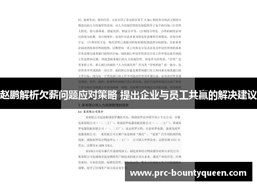 赵鹏解析欠薪问题应对策略 提出企业与员工共赢的解决建议